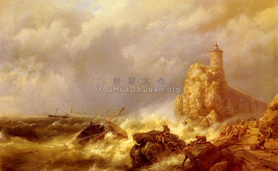 A Shipwreck In Stormy Seas - 约翰内斯·赫曼努斯·库库克